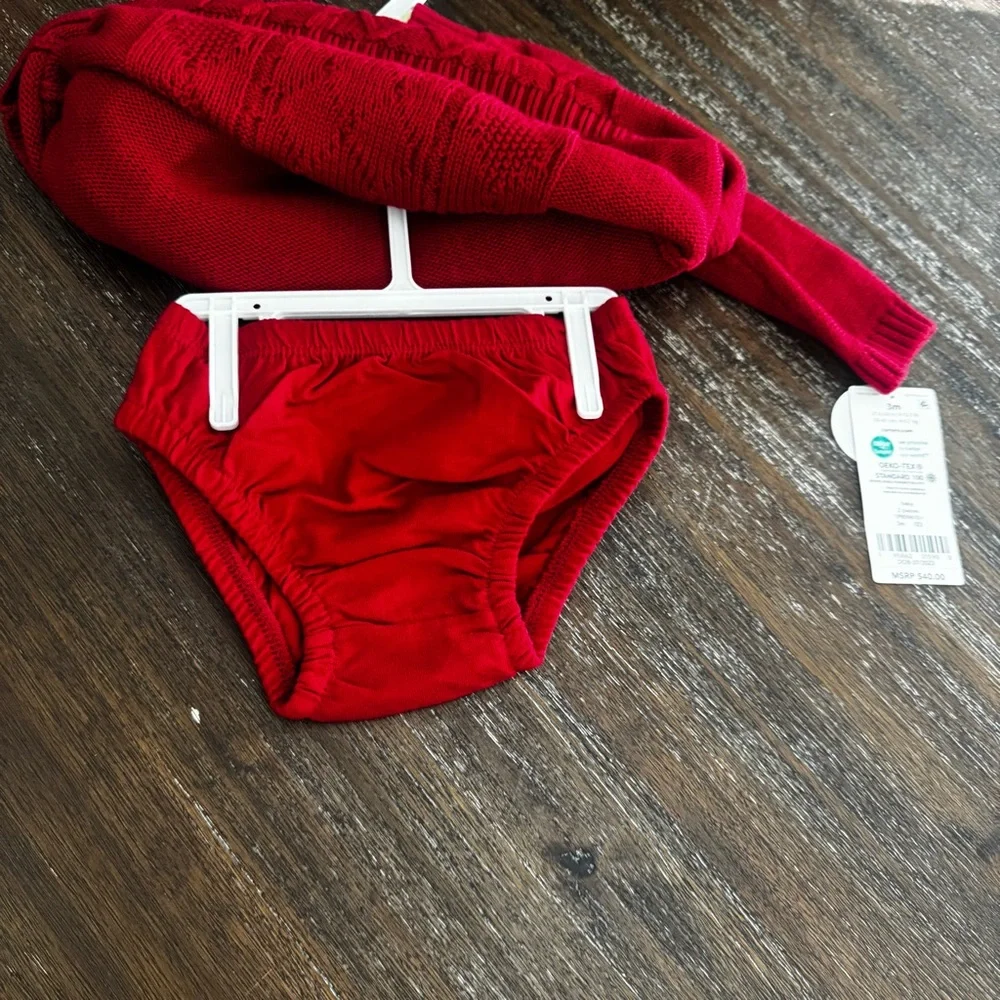 Carter's Red Sweater Dress With Matching Diaper Cover size 3M